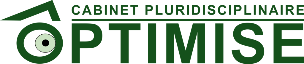 Logo du cabinet Ôptimise avec un œil dans le O et précisé cabinet pluridisciplinaire 